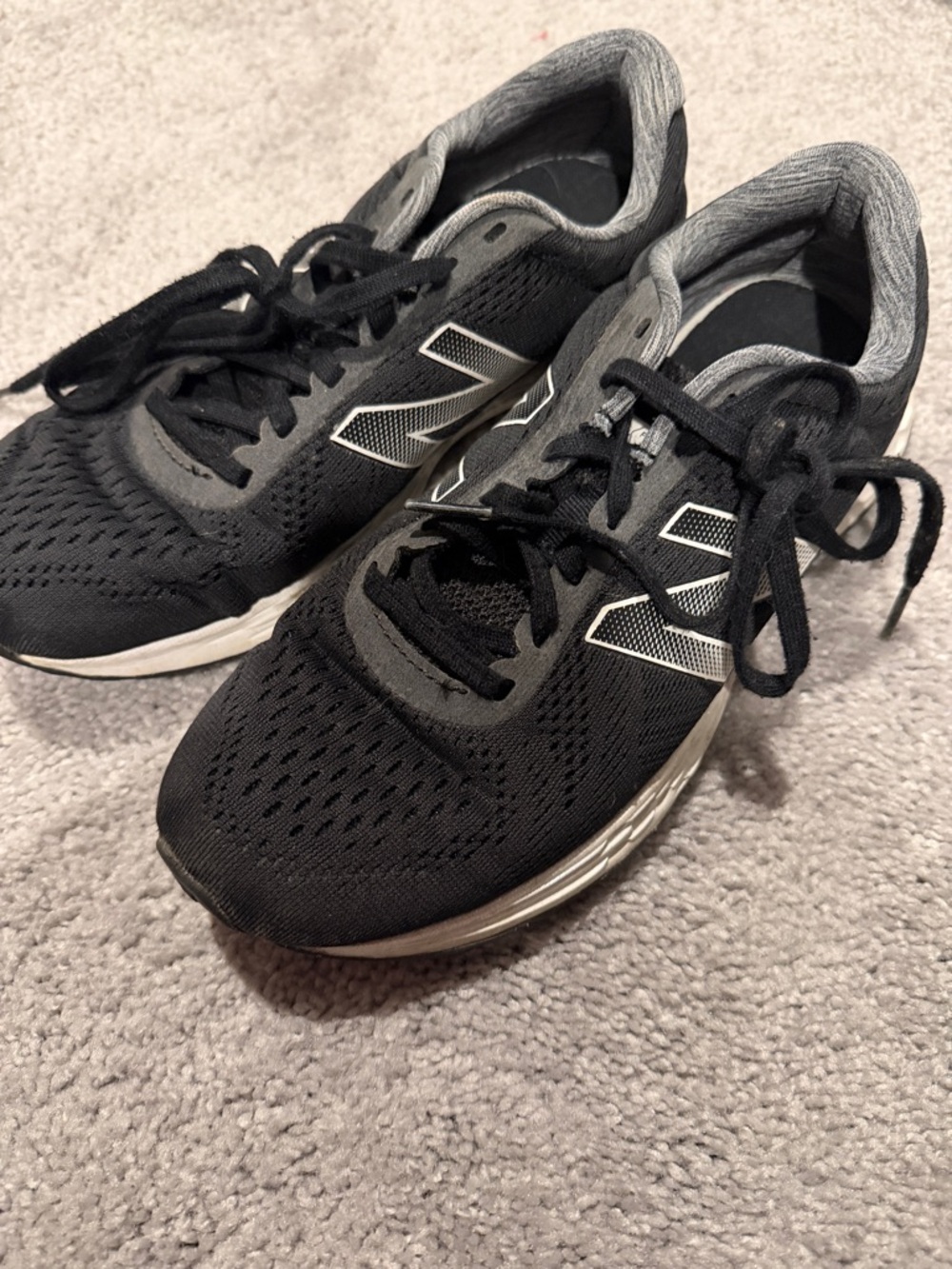 New Balance Black and Gray Mesh Athletic Sneakers